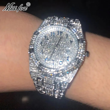 Missfox - Men's waterproof quartz ice diamond, luxury clothing watch, hip-hop brand, AAA, Reloj Zones BRE, fashion, 2023_voghion.com