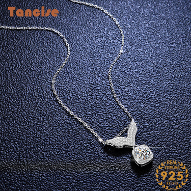 Tancise Luxury Personality Silver Moissanite Pendant Necklace Women's Classic Tide Party Gift_voghion.com
