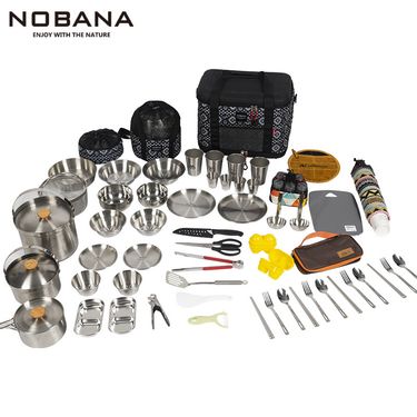 Complete Camping Kitchen Set - Portable Cookware With Pots Plates & Cutlery For Outdoor Picnics & Hiking - Lightweight & Durable_voghion.com
