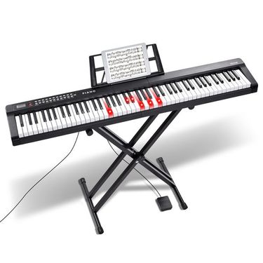 VEVOR 88 Key Digital Piano Keyboard Semi Weighted Electric Portable With Stand_voghion.com