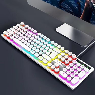 T-WOLFT80 wired punk keyboard, glowing USB computer keyboard set_voghion.com