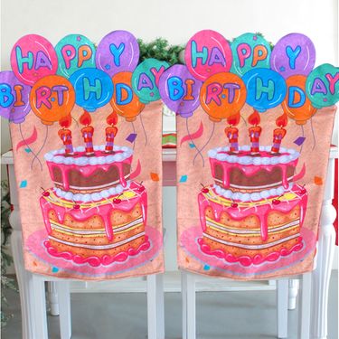 New Birthday Table and Chair Cover Decoration Children's Birthday Hotel Props Elastic one-piece Chair Cover Patternable_voghion.com