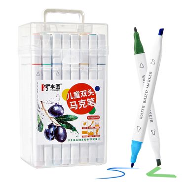 Vibrant Dual-Tip Watercolor Markers For Kids - 48 Colors, Non-Toxic, Washable, Perfect For Drawing, Sketching & Art Projects_voghion.com