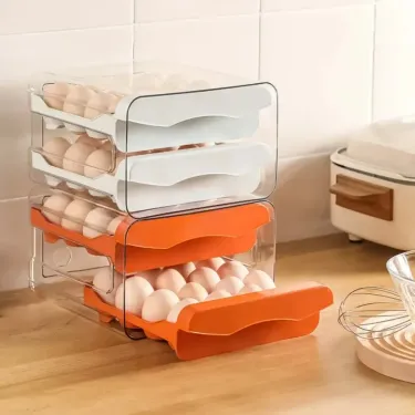 Automatic Scrolling Egg Rack Refrigerator Eggs Storage Box Holder Storage Box Egg Double-Layer Drawer-Type Eggs Box Kitchen_voghion.com