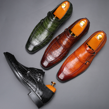 Herren Oxfords Mit Alligator-Krokodil-Print, Modische Schnürschuhe_voghion.com