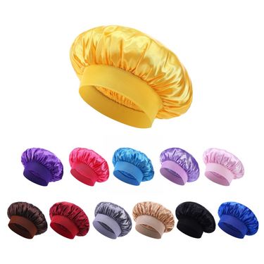 Popular wide brimmed headband elastic sleeping cap Satin confinement chemotherapy cap wide brimmed beauty salon hair care hat_voghion.com