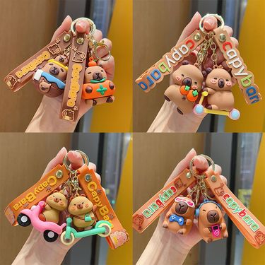 Cross-dressing Cartoon Cute Keychain Capybara Doll Exquisite Small Gift Backpack Car Pendant_voghion.com