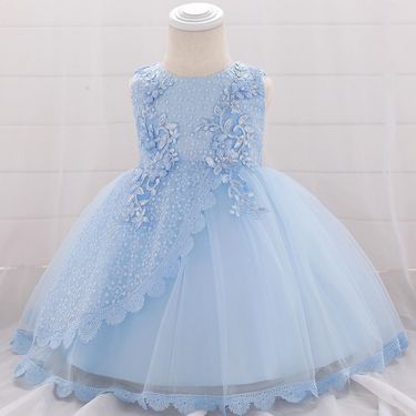 Luxury Baby Girl Gown Baby Christening Dress (60-90cm) | Sparkly Tulle Princess Gown For Newborn Baptism & 1st Birthday_voghion.com