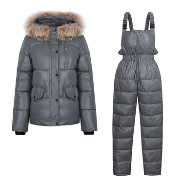 Women's Winter Padded Jumpsuit Set – Thickened Warm Cotton Coat & Pants, Elegant Casual Outfit For Cold Weather_voghion.com