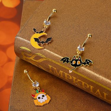 Halloween little devil funny navel decoration trendy creative fashion navel buckle niche design fun cute navel nail female_viptrois.com