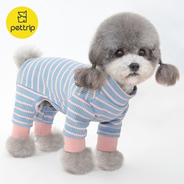 Beitu Autumn Winter Stretchy Color Striped Cotton Four-Legged Base Pet Dog Teddy Pomeranian Clothes_voghion.com