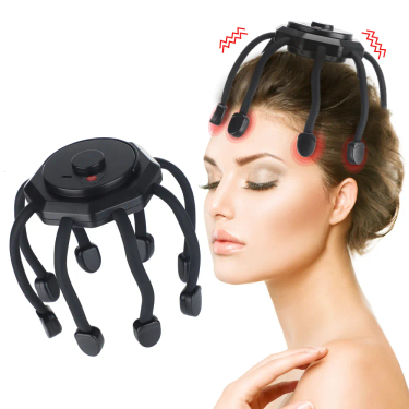 Head Massager 128 Claw Vibration Head Massager Octopus Stress Relief Deep Tissue Scalp Massage Wireless Health Care_voghion.com