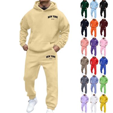 New Men's And Women's Street Trend Fleece Hoodie Fashion Pullover Long Two-Piece Set_voghion.com