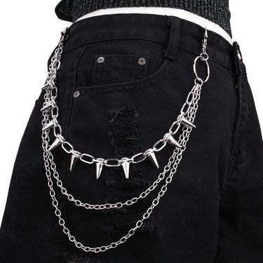 Hip-hop Punk Metal Rivets Stage Performance, Multi-layer Waist Chain Outfit, Jeans Accessories_voghion.com