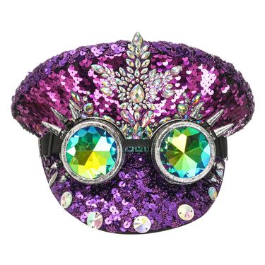 Lillian European And American Style Rivet Two-tone Sequin Large Cap Music Festival Acrylic Rhinestone Decorated Party Hat_voghion.com