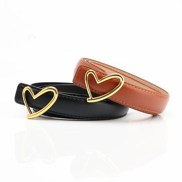 Women's new belt, simple, sweet, love buckle, versatile dress, decorative belt, hemmed jeans belt _voghion.com