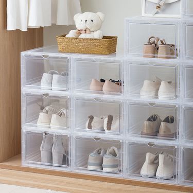 Clear Plastic Shoe Storage Boxes With Magnetic Closure - Dustproof Stackable Organizers For Closet Home & Office (Set Of 4/6/8)_voghion.com