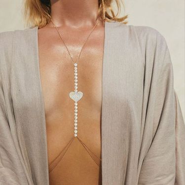 jewelry sexy simple strip Diamond chest chain chain rhinestone love body chain female chain_voghion.com