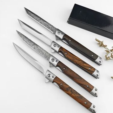 Multi-purpose Outdoor Camping Quick-open Pocket Stainless Steel Portable High-hardness Damascus Pattern Folding Knife_voghion.com