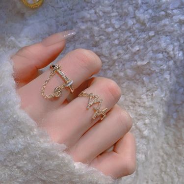 opening Chain Circular Silver Pure Zircon With Female Niche Design, Index Finger, Fashionable And Exquisite Layered Design, Finger,_voghion.com