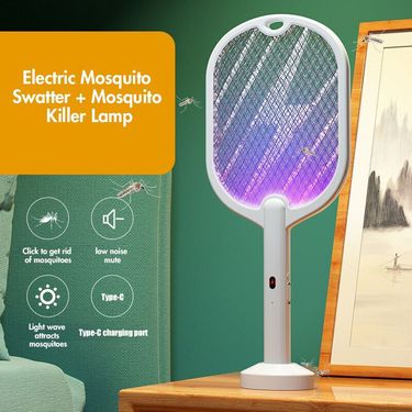 3 In 1 Electric Mosquito Swatter Mosquito Killer Lamp Killer Insect Killer 3000V Type-C Rechargeable Mosquito Killer Fly Killer_voghion.com