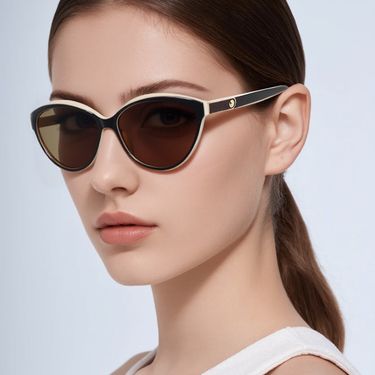 New Korean Version Fashion Polarized Sunglasses Personalized Leather Light Luxury Sunglasses European And American Cross-border Cat Eye Sunglasses Wom_voghion.com