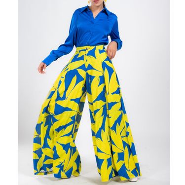 Women's Clothing new loose large size temperament printed shirt top wide-leg pants suit_ecoleips.com