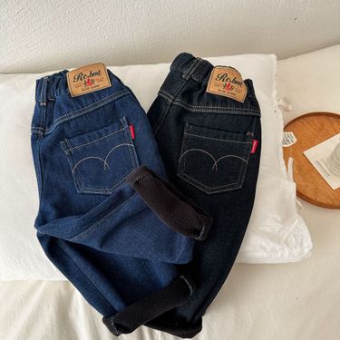 Children's 2024 Winter New Product Men's and Women's Clothing Personalized Thread Clash Jeans Baby Thick Pants_voghion.com
