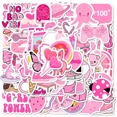 Stationery Sticker color mix and match pink girl graffiti stickers_voghion.com
