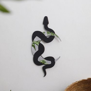 Bohemian souvenirs Crescent snake wooden mirror Creative three-dimensional wall stickers pendants background wall decoration ornaments_voghion.com
