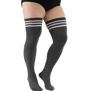2025d Autumn Plus White 180 Fat Sister Extra Large Women's Long Tube Socks Over-the-Knee Cotton Black Size_voghion.com