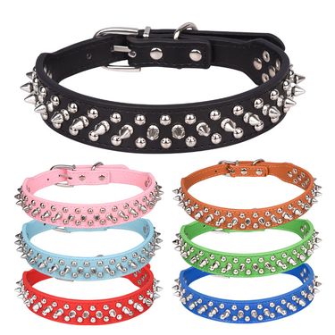 Hot Selling Anti-Bite Rivet Pet Medium Large Aggressive Dog Leash French Bulldog Collar_voghion.com