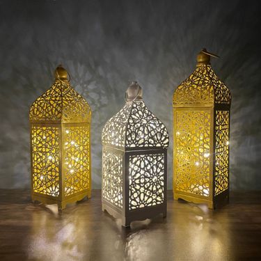 Vintage Moroccan Lantern – Handcrafted Iron LED Candle Holder | Boho Wall & Table Decor For Home, Garden & Wedding (Antique Bronze/Black)_voghion.com