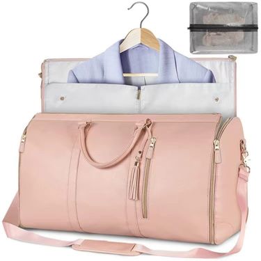 Travel Convenient Carry-On Garment Bag Large PU Leather Luggage Bag Women Fashion_viptrois.com