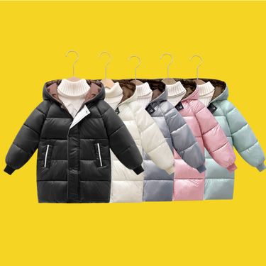 Children's New Thickened Autumn Winter Mid-Length Hooded Coat Kids Clothing Boys And Girls Cotton Padded Jacket_voghion.com