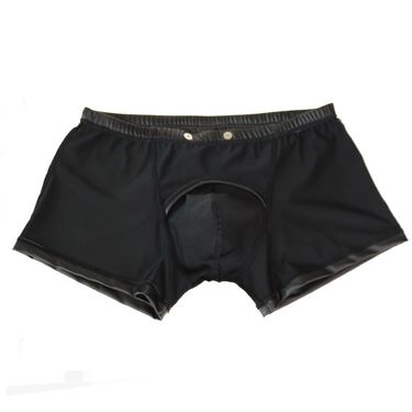 2025d Men's Sexy Patent Underwear Leather Fun U-Convex Low Waist Design Button Easy Removal Boxer Briefs_voghion.com