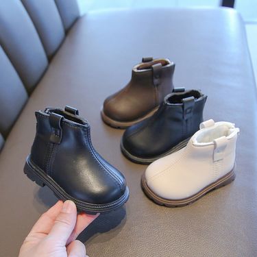 Autumn and winter baby toddler shoes fleece-lined warm short boots leather shoes Martin boots 0-3 years old girl princess shoes cotton shoes_voghion.com