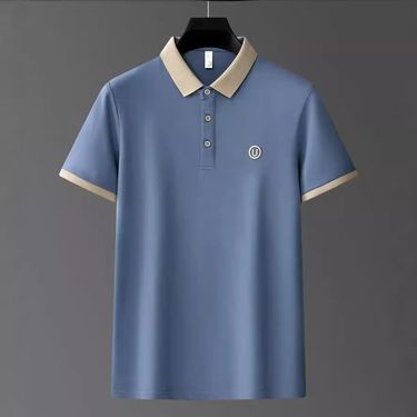 Men's Clothing New Summer Men's Polo Shirt Short Sleeve Business Casual Contrast Collar Lapel Top T Shirt Trendy Half Sleeve_voghion.com