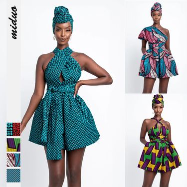 Women's Clothing digital printing DIY multi-wear jumpsuit shorts Indonesian fashion casual loose skirt pants new products_voghion.com