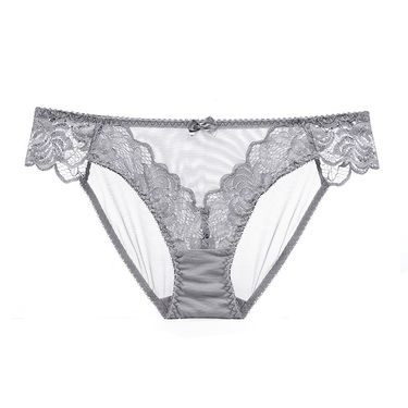 Women's clothing sexy lace underwear ultra-thin breathable large size underwear gray ladies briefs_voghion.com