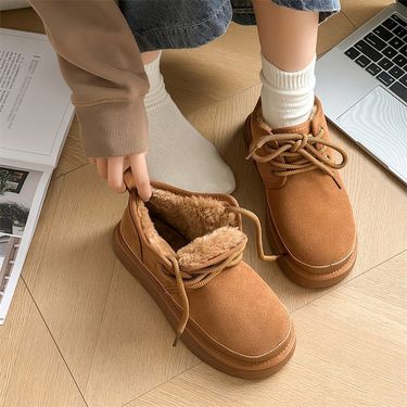 New Snow Boots Genuine Leather Thick-Sole Anti-Slip Boots Stylish And Versatile_vogvips.com