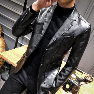 Men's Clothing Leather Suit Autumn New Casual Jacket Style Slim Lapel Leather Suit Leather Jacket Men's_mkmklike.com