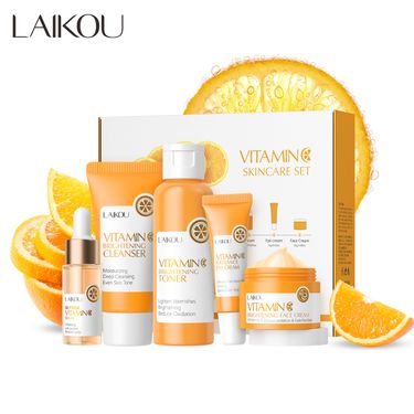LAIKOU Vitamin C Series Skin Care Products Set 5 Piece Cleanser Toner Essence Eye Cream Essence Cream_voghion.com