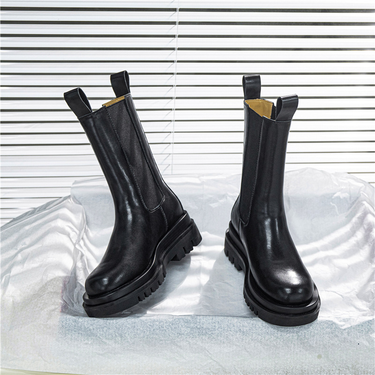 2023 New Genuine Leather Pipe Boots Children's Autumn And Winter Thick Sole Long Barrel Short Boots Knight Martins_voghion.com
