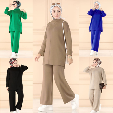 Women's Clothing Middle Eastern casual woolen wide-leg pants suit_voghion.com