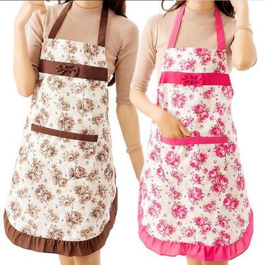 Spring And Summer Single Layer Rose Lace Kitchen Home Use, Cute Korean Style Halter Neck Fashionable Restaurant Apron_voghion.com