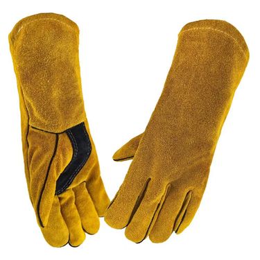 Outdoor camping BBQ welding anti slip wear-resistant labor protection cowhide gloves, heat-insulating welding, extended_voghion.com