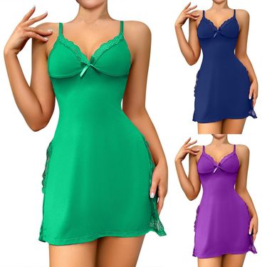 Lingerie Lace Sexy Chemise Nightgown Babydoll Soft Sleepwear_voghion.com