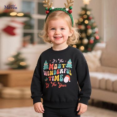 Little Maven Christmas Top Autumn Long Sleeve Children's Fleece Girls' Sweatshirt_voghion.com