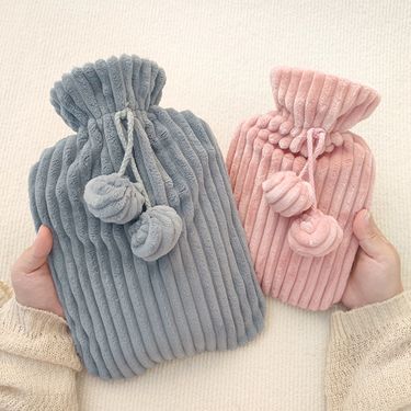 Cross-border in stock plush water filling hot water bag elastic mouth PVC water injection hot water bag autumn and winter hand warmer warm water bag_voghion.com